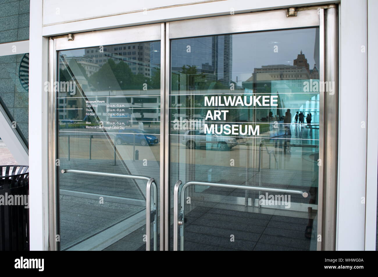 Milwaukee, WI USA. Apr 2018. Eingang des Milwaukee Art Museum. Stockfoto