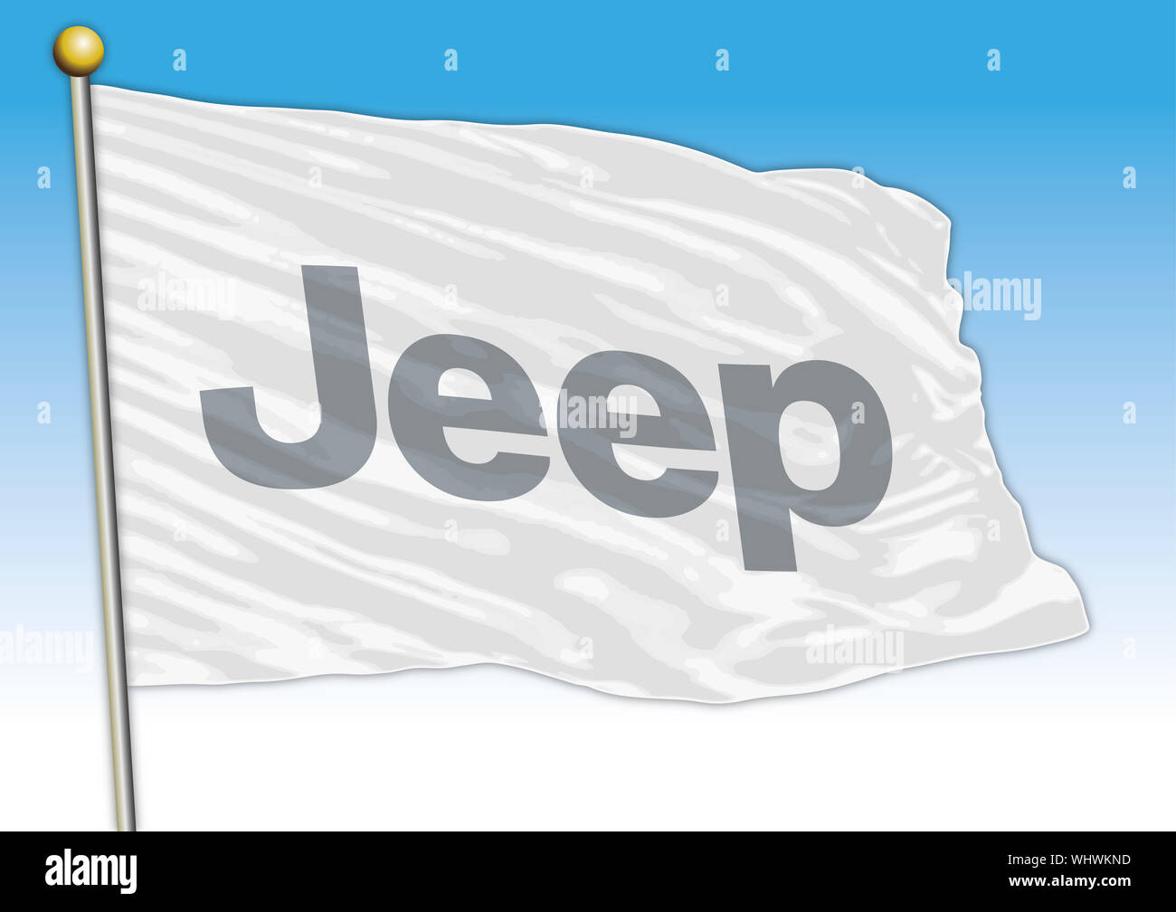 Jeep Auto Industrie, Fahne mit Logo, Illustration Stockfoto