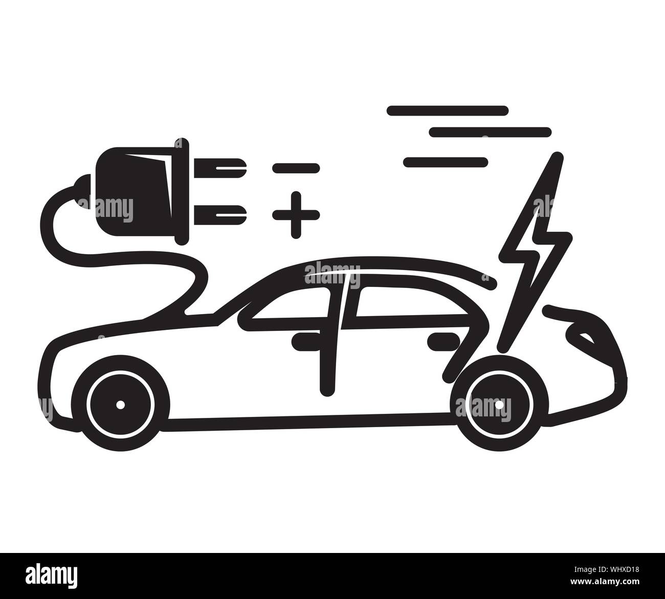 Schnelles Aufladen elektrische Fahrzeug - Auto - Symbol als EPS 10-Datei Stock Vektor