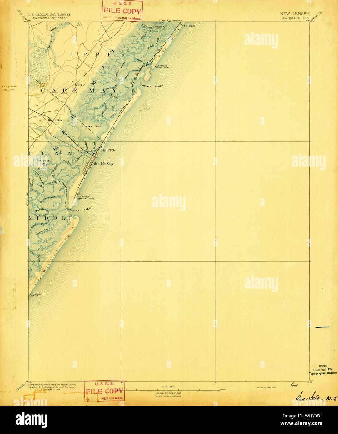 USGS TOPO Karte New-Jersey NJ Sea Isle 255375 1894 62.500 Wiederherstellung Stockfoto