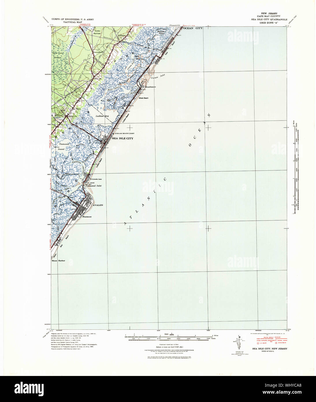 USGS TOPO Karte New-Jersey NJ Sea Isle City 255371 1941 62.500 Wiederherstellung Stockfoto