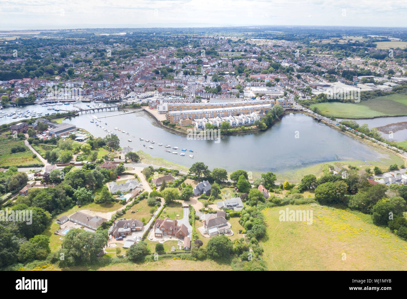 Lymington Mündung aus der Luft Stockfoto