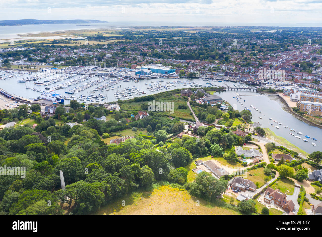 Lymington Mündung aus der Luft Stockfoto