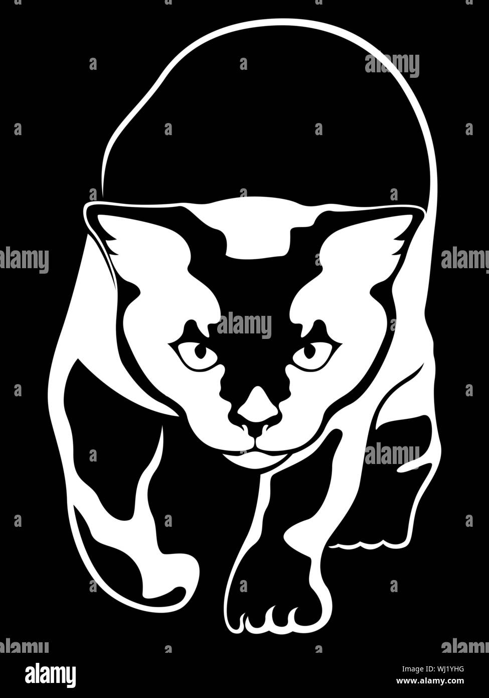 Schablone für abstrakte Katze, schwarz Vektor hand Zeichnung auf dem weißen Hintergrund Stock Vektor