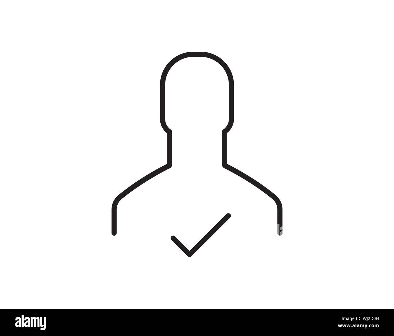 User Profil anmelden Web Icon mit Häkchen Glyphe. Benutzer autorisiert Vector Illustration Design Element. Flat Style design Symbol. Konto Symbol überprüft. C Stock Vektor