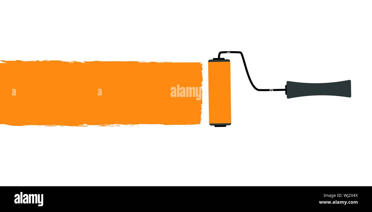 Bürstenrolle Malerei orange auf weißem Hintergrund Vektor-illustration EPS 10 isoliert Stock Vektor