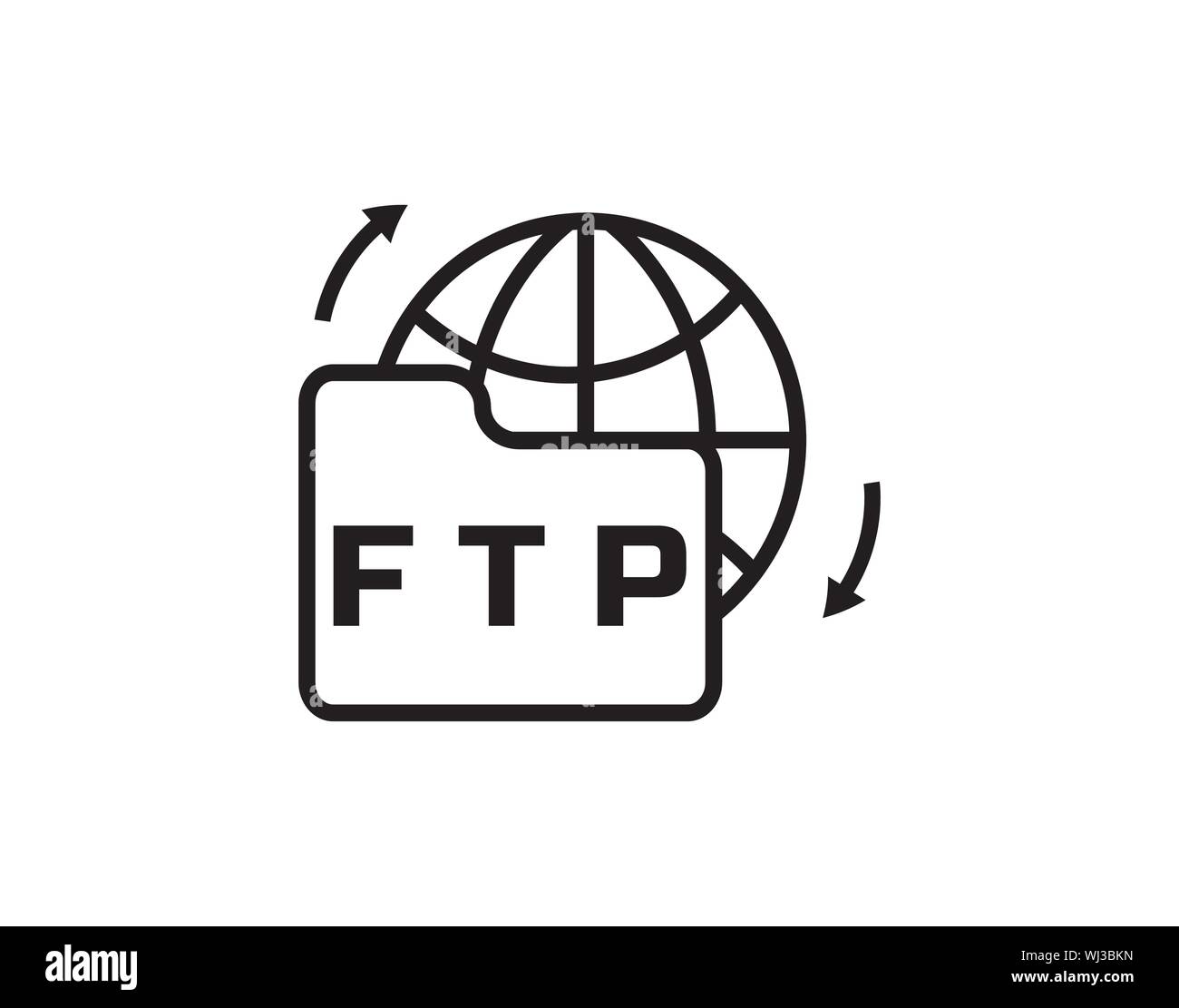 FTP-Ordner Dateiübertragung Netzwerksymbol Vektor Stock Vektor