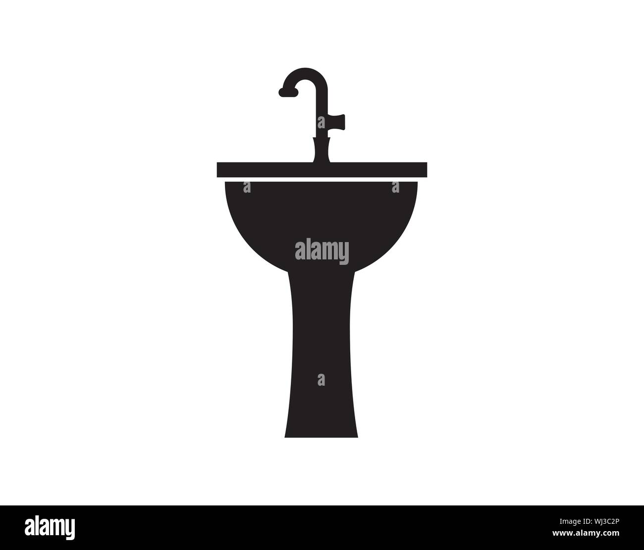 Badezimmer Waschbecken Waschbecken Sanitär Silhouette Icon Vektor Stock Vektor