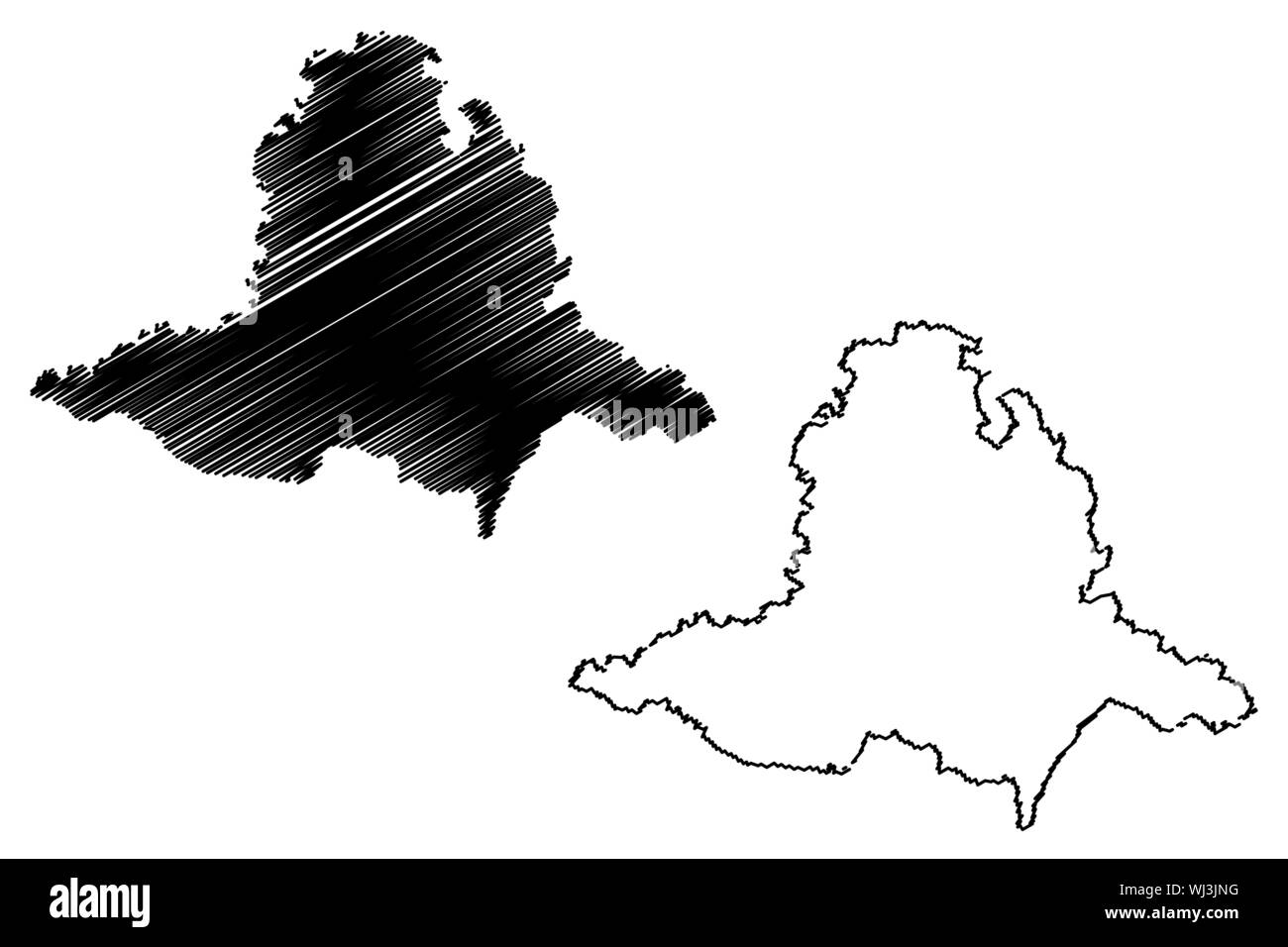 Südmähren (Böhmischen Ländern, Tschechien, Regionen in Tschechien, Mähren) Karte Vektor-illustration, kritzeln Skizze Südmährischen Karte Stock Vektor
