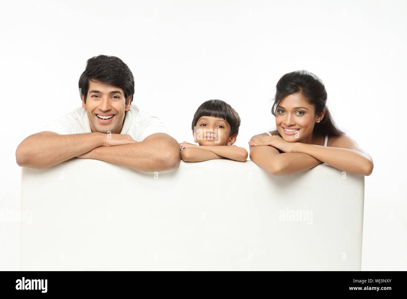 Porträt einer Familie lächelnd Stockfoto