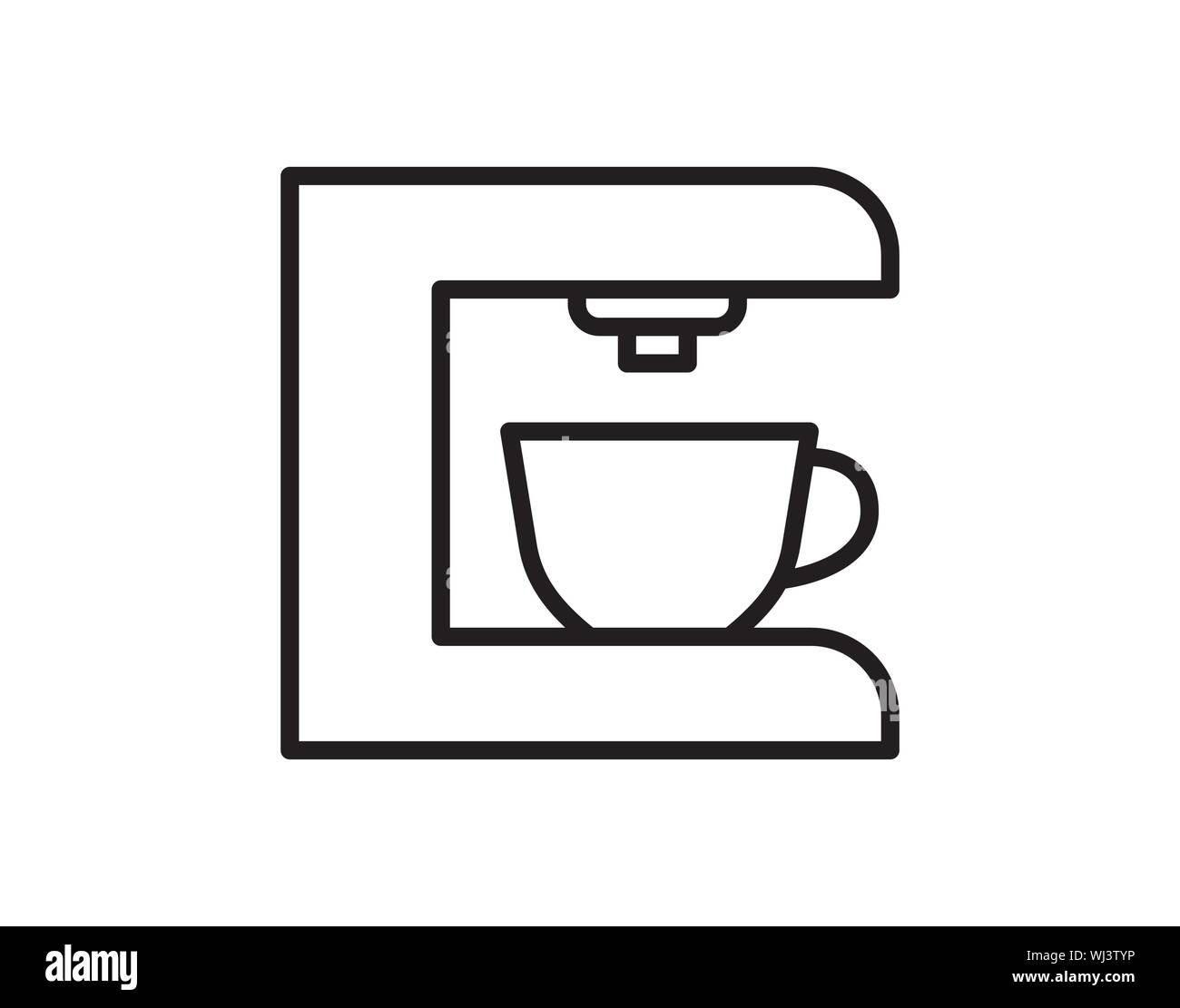 Kaffeemaschine Symbol Vektor, gefüllt, flach, umriss Piktogramm auf weißen isoliert. Symbol, Logo Illustration. - Vektor Stock Vektor