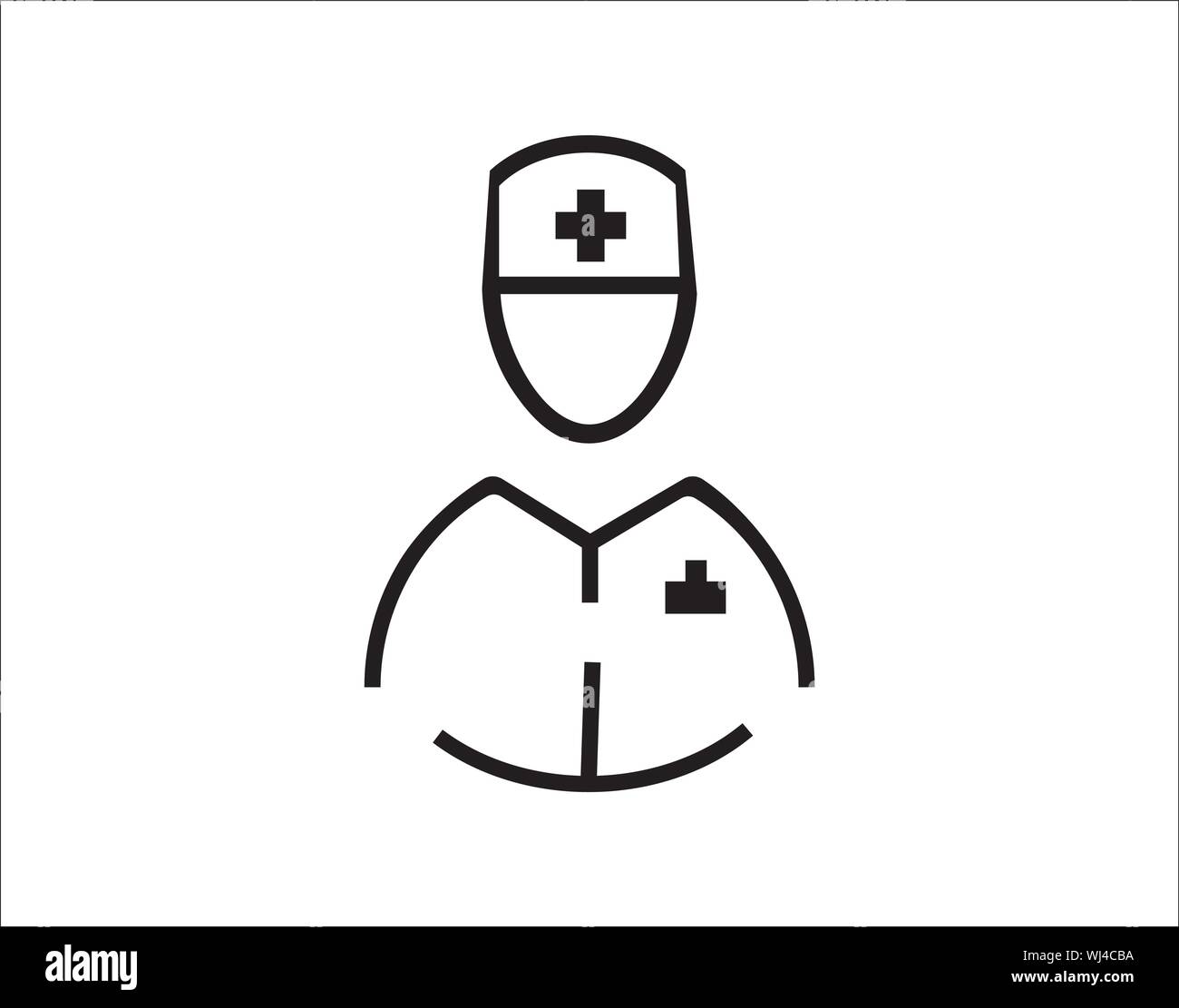 Schwesternsymbol mit medizinischem Kreuz im minimalen Linienstil Stock Vektor