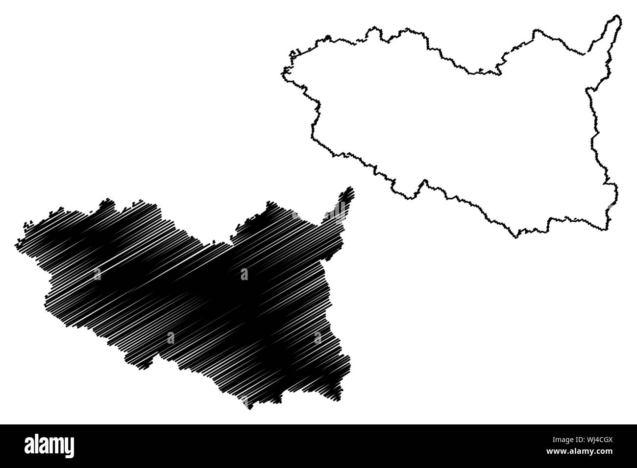 Region Pardubice (Böhmische Länder, Tschechien, Regionen der Tschechischen Republik) Karte Vektor-illustration, kritzeln Skizze Pardubice Karte Stock Vektor