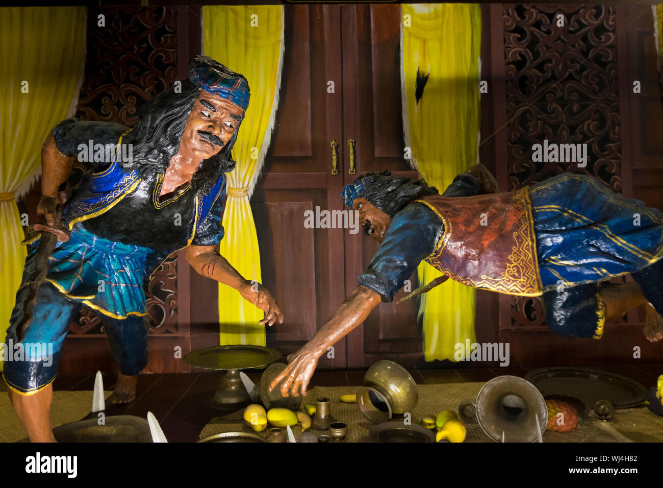 Erholung von einem malaiischen märchens an der Melaka Sultinate Palace Museum in Malakka, Malaysia. Stockfoto