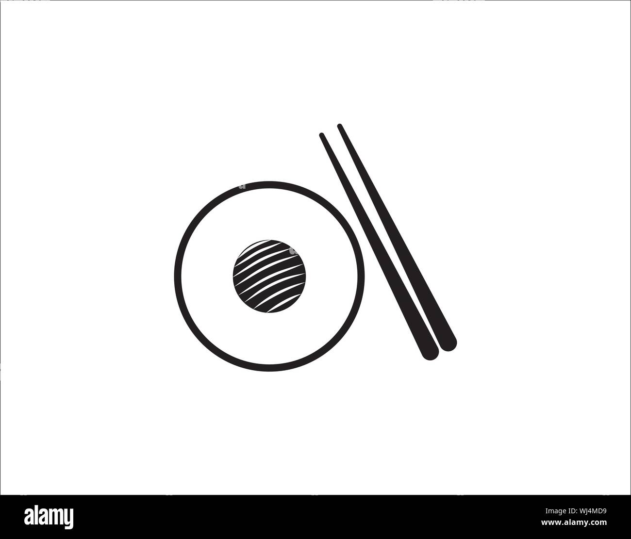 Sushi Mit Stäbchen Japanisches Essen Icon Vektor Stock Vektor