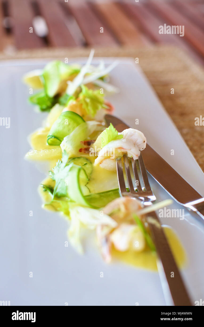 Close up Garnelen ceviche Vorspeise Stockfoto