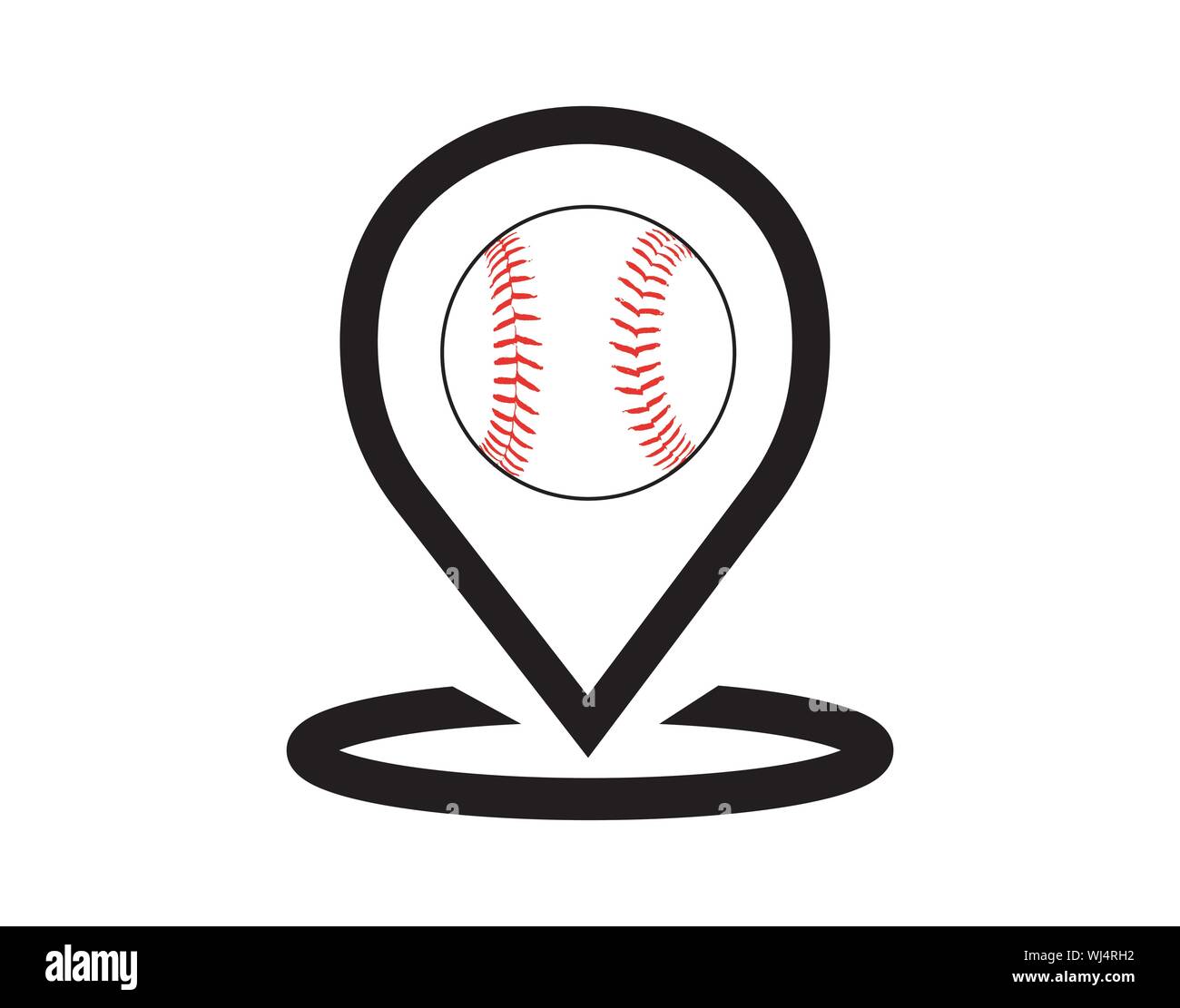Baseball Location Pin Sports Map Marker Symbol Stock Vektor