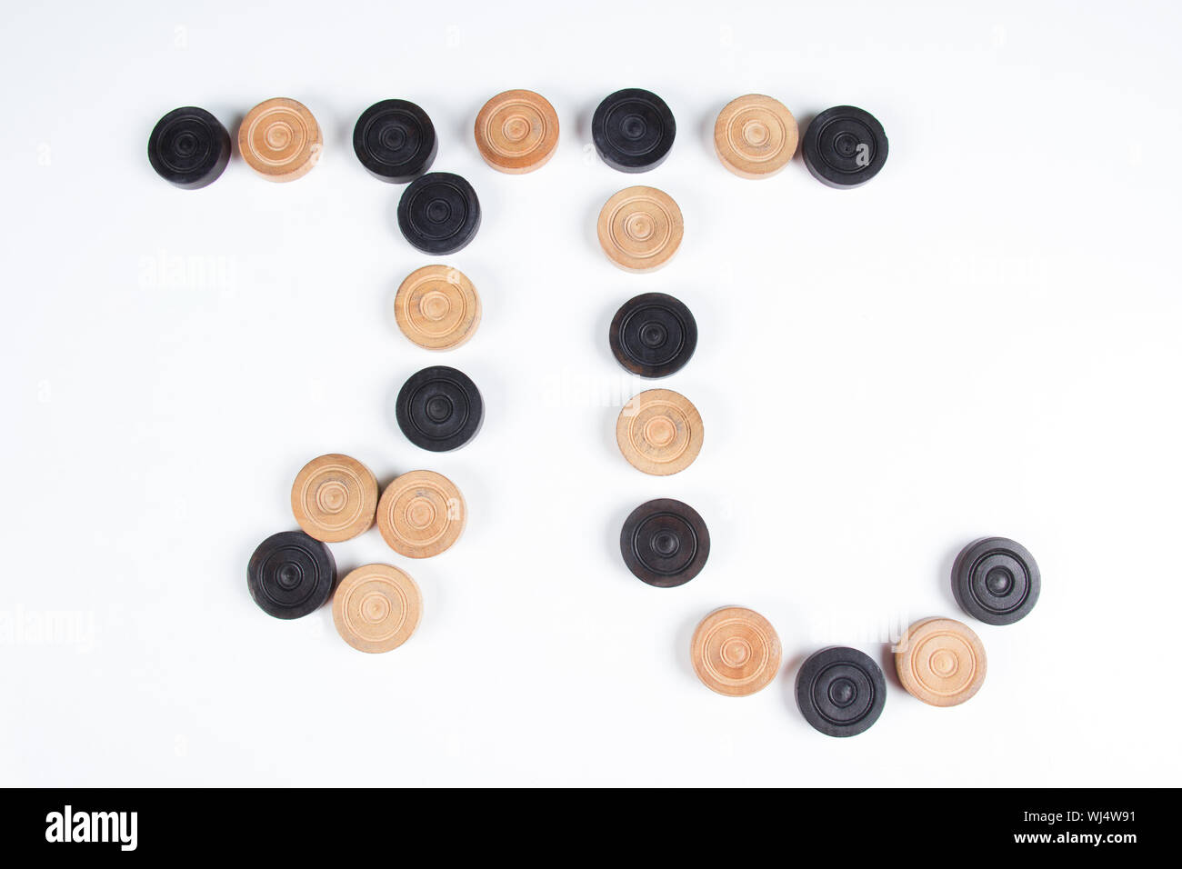 Pi mathematisches Symbol mit Carrom-Stücke gemacht Stockfoto