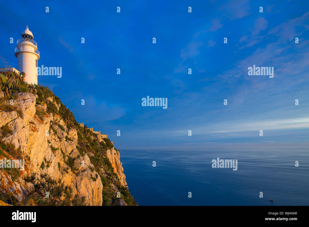 Denia Javea San Antonio Cape Mittelmeer Leuchtturm in Provinz Alicante-Spanien Stockfoto