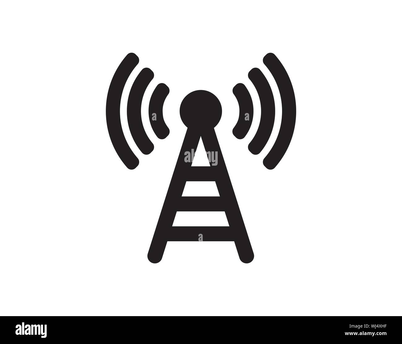 Funkturm-Symbol mit Signalwellen für drahtlose Kommunikation Stock Vektor
