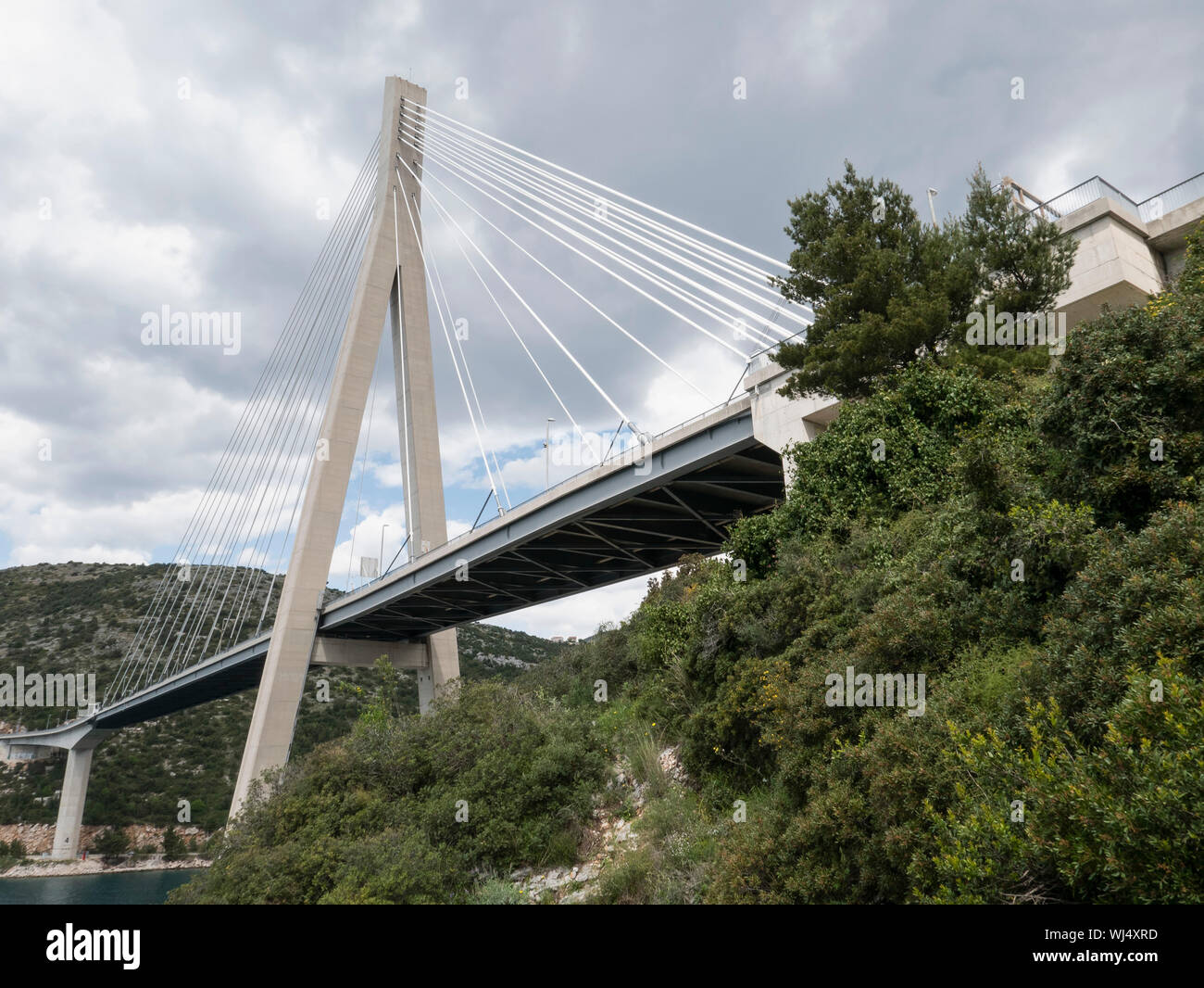 Hoch aufragende Franjo Tudjman Bridge, Dubrovnik, Kroatien Stockfoto