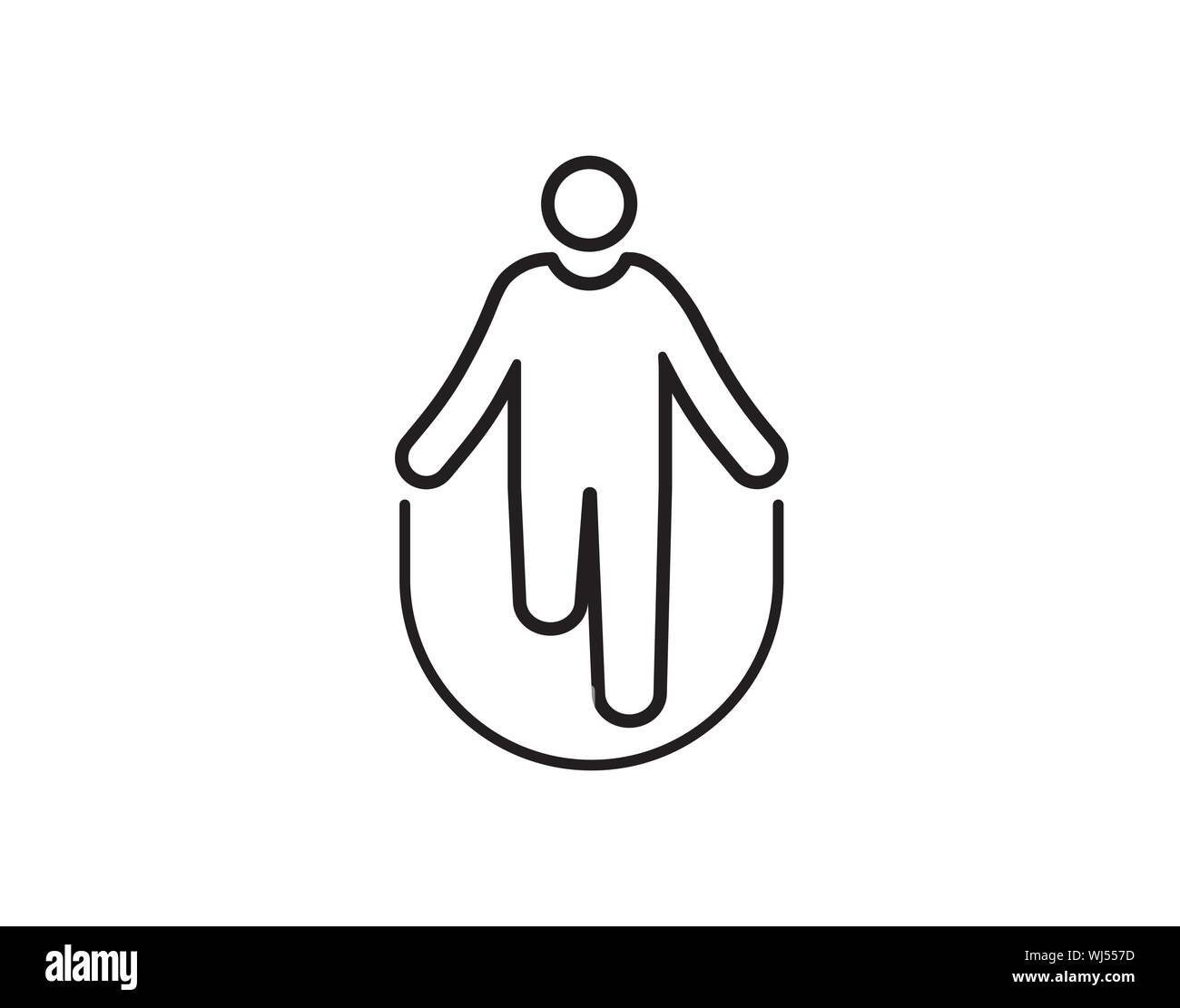 Symbol „Seilübung springen“ mit „Umriss der Person überspringen“ Stock Vektor