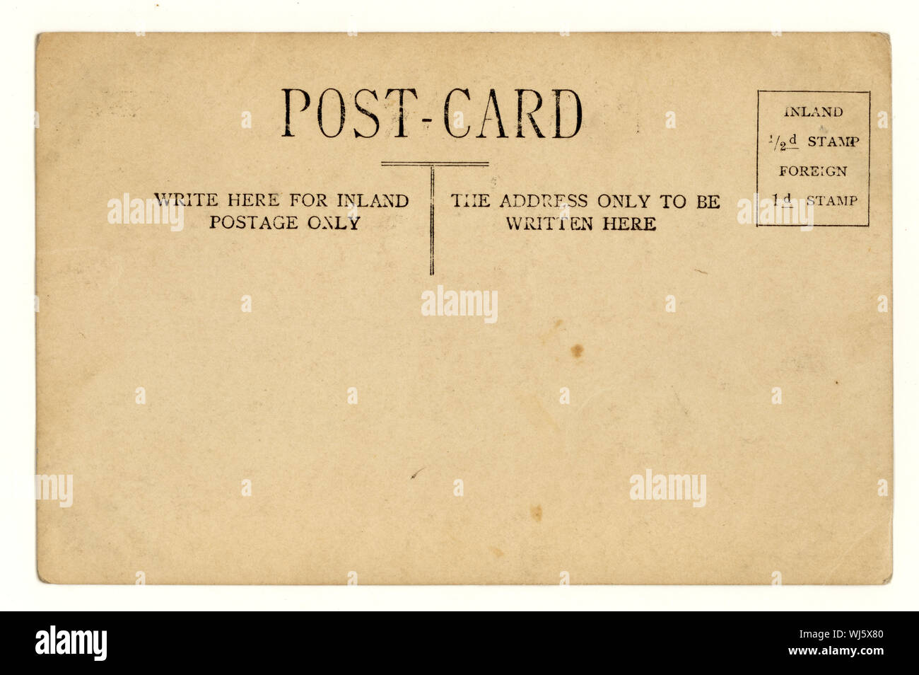 Rückseite der Postkarte Von Anfang 1900, nicht postalisch in Großbritannien verwendet Stockfoto