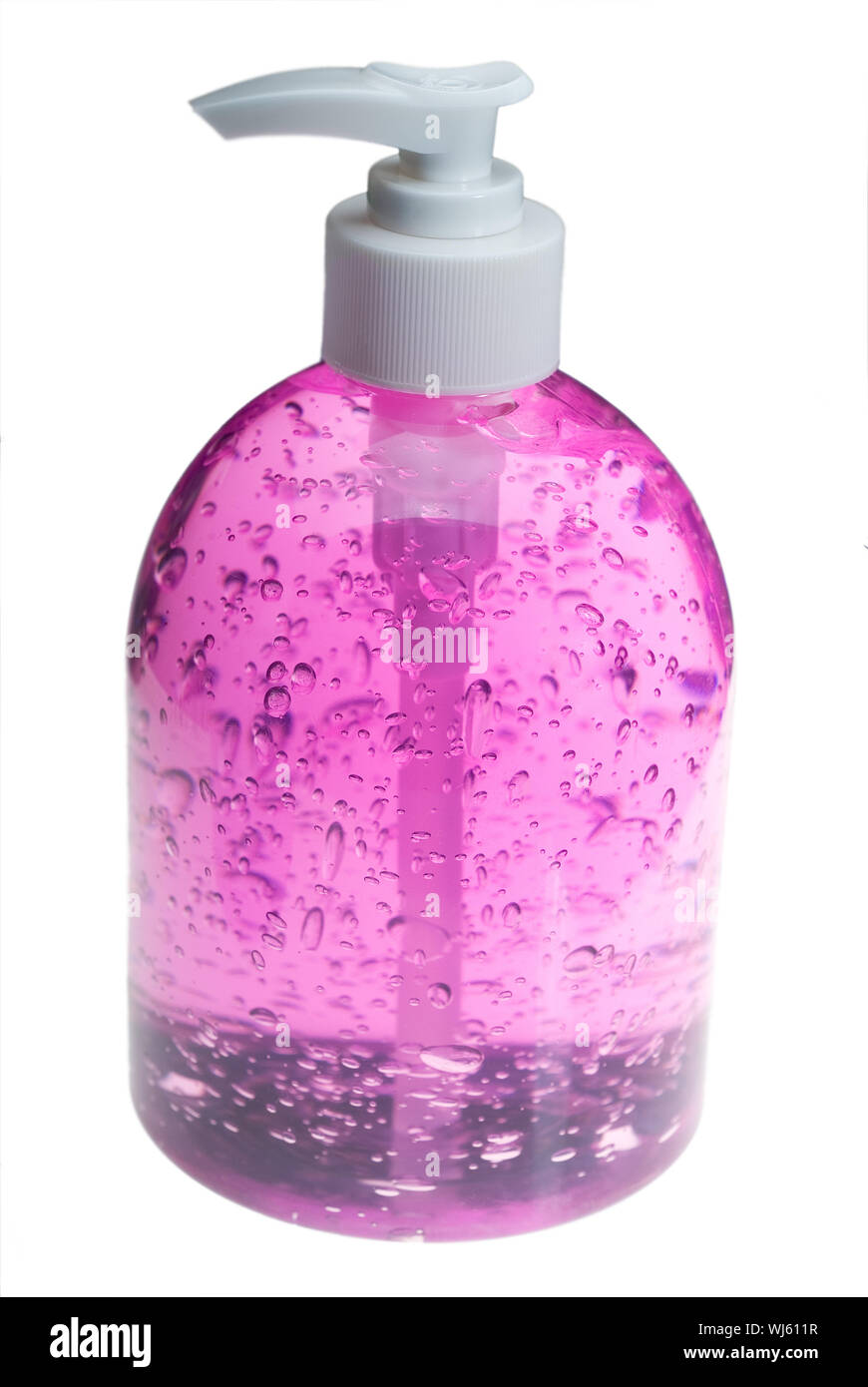 farbenfrohe Haar gel-Flasche auf weißem Hintergrund Stockfoto