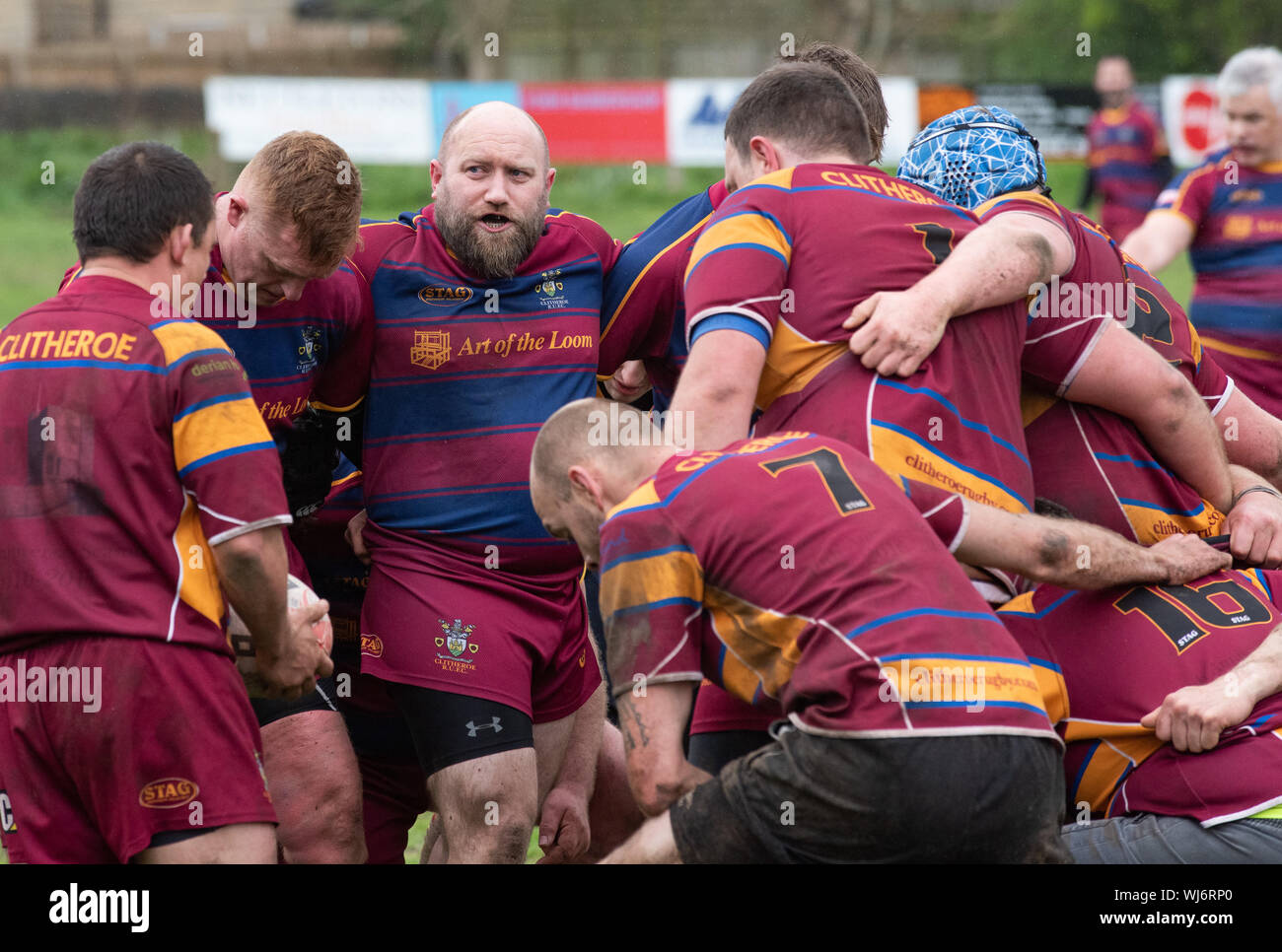 Die Teilnahme an Spielen Rugby, Clitheroe, Lancashire. Stockfoto