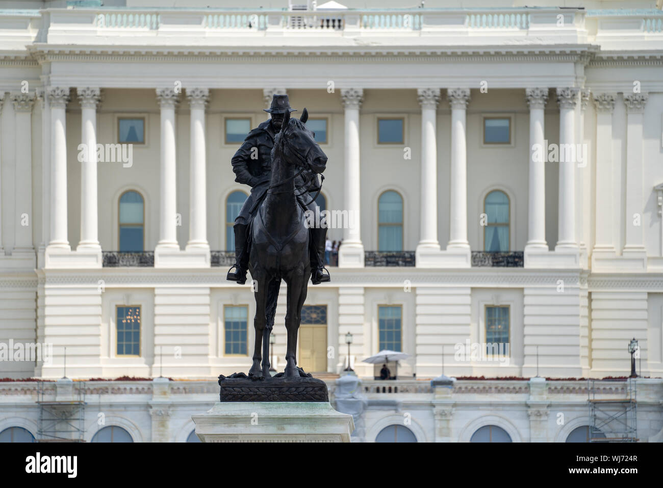 Washington, DC - 8. August 2019: Reiterstandbild von General Ulysses Simpson Grant vor der United States Capitol Building Stockfoto