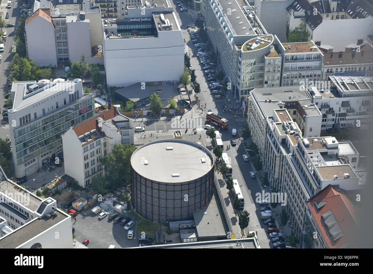 Berlin, Checkpoint Charlie, Deutschland, Luftaufnahme, Luftbild, Luftfoto, Mitte, Panorama, Panorama, Panoramablick, POI, der Inter Stockfoto