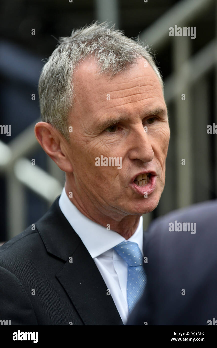 College Green, London, UK. 3. September, 2019. Nigel Evans, der Konservativen. Politiker in Westminster. Quelle: Matthew Chattle/Alamy leben Nachrichten Stockfoto