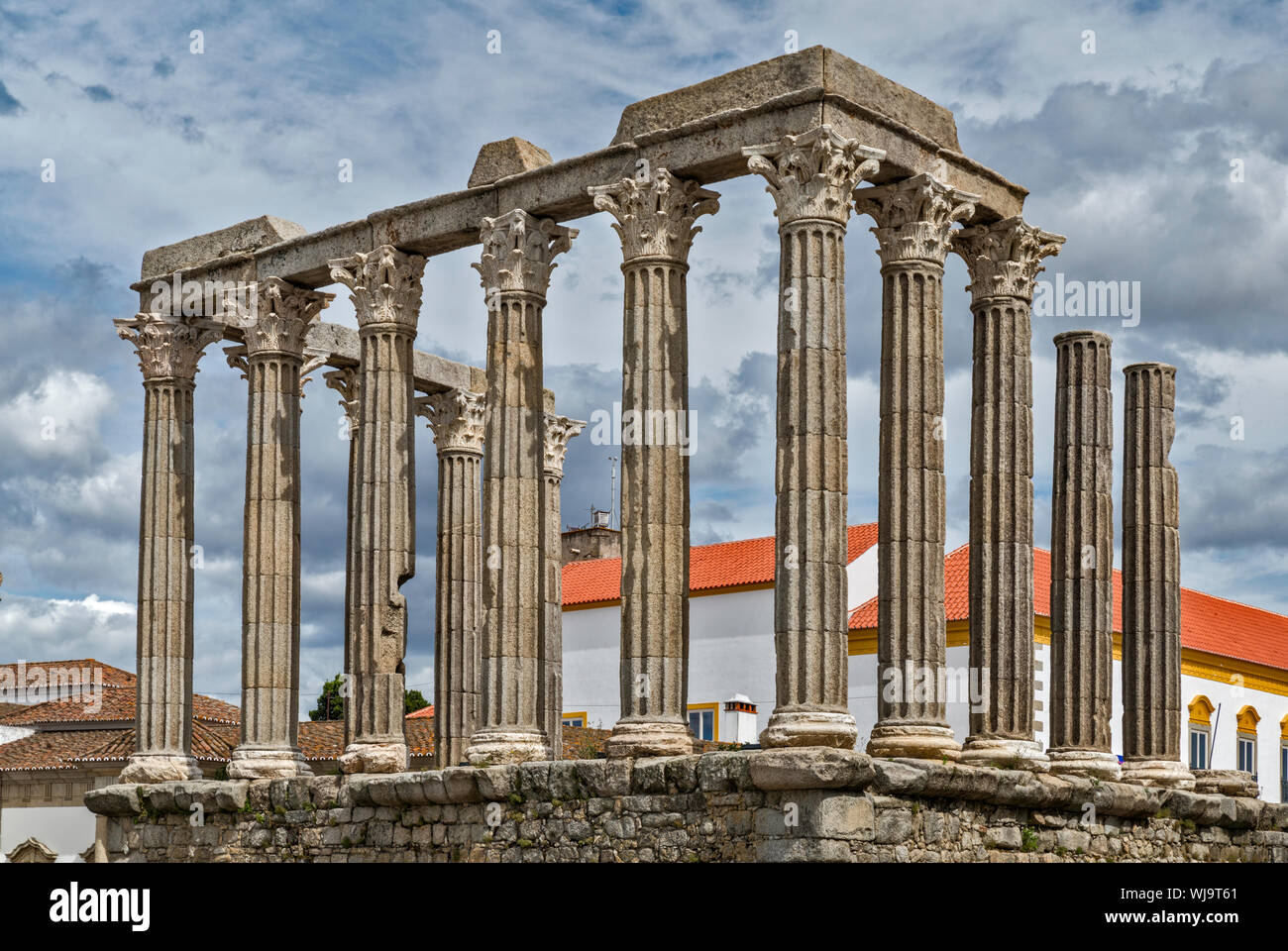 Templo Romano (Tempel der Diana), 1. Jahrhundert, in Évora, Alentejo Central, Portugal Stockfoto