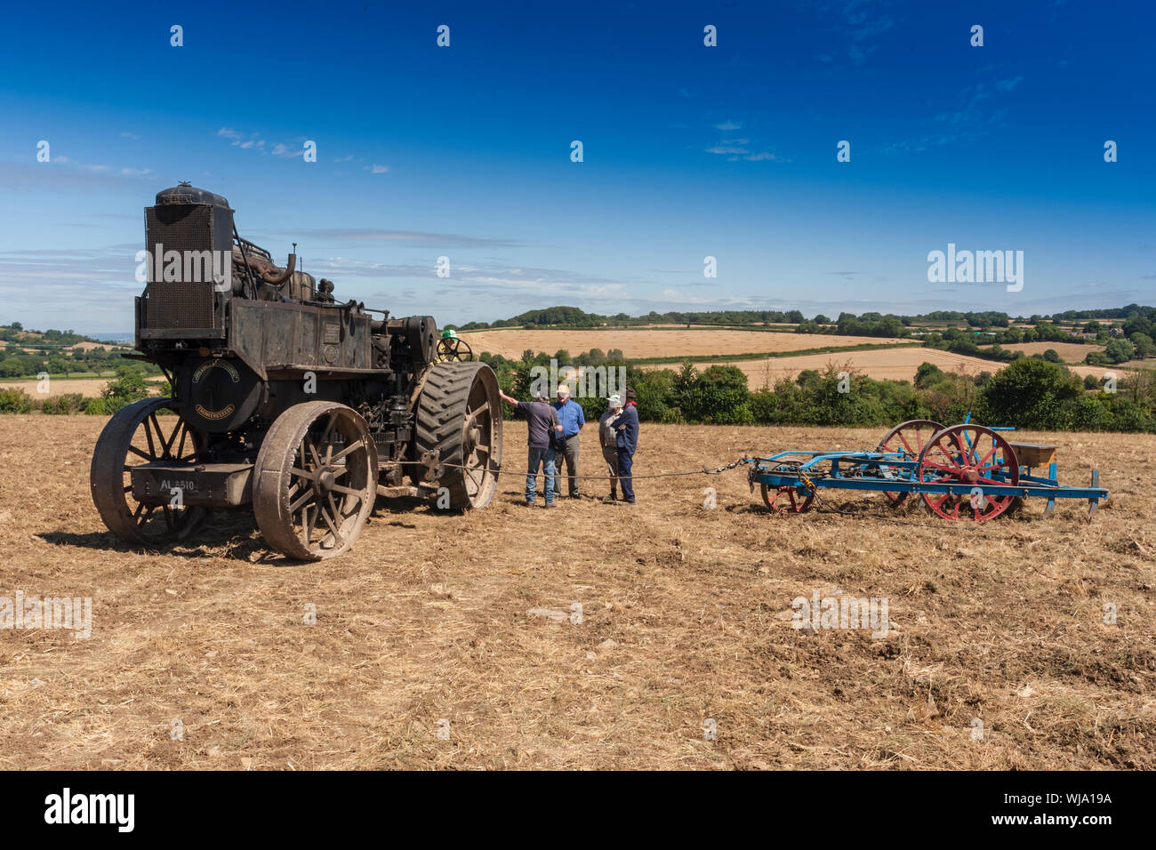 Ein vintage Fowler pflügen Motor Karosserie mit Dieselmotor auf der 2018 Low Ham Steam Rally, Somerset, England, UK ausgestattet Stockfoto