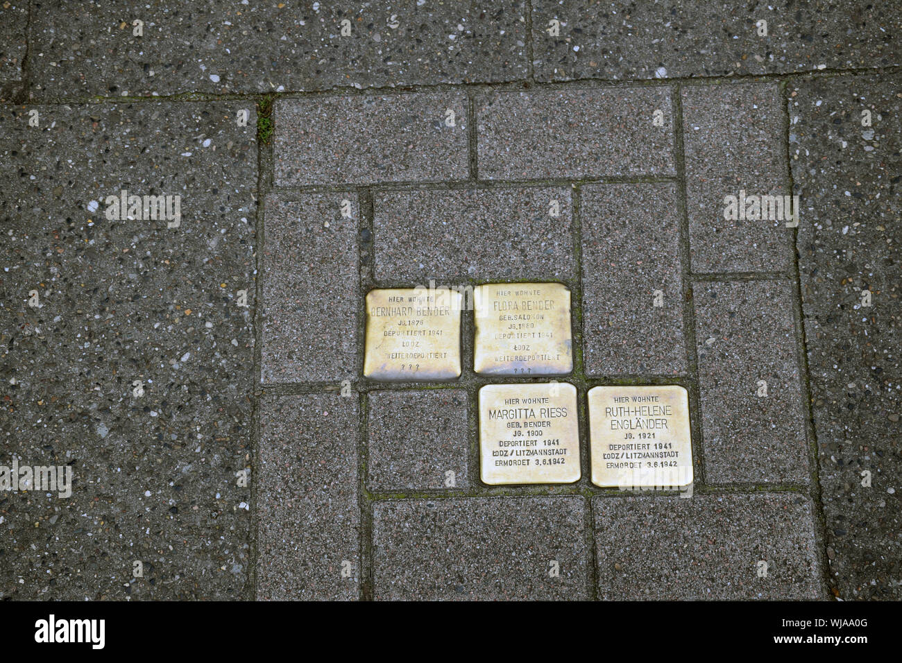 Denkmal in der Straße für die jüdischen Opfer des Holocaust, Hamburg, Deutschland, August 2019 Stockfoto