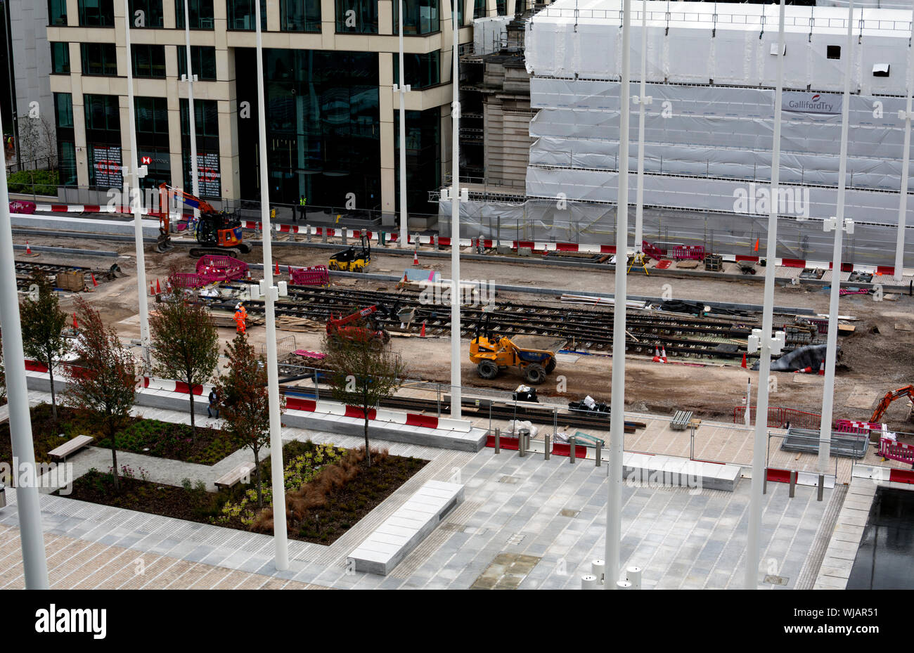 Midland Metro Straßenbahn-Verlängerung, Street, Birmingham, UK Stockfoto