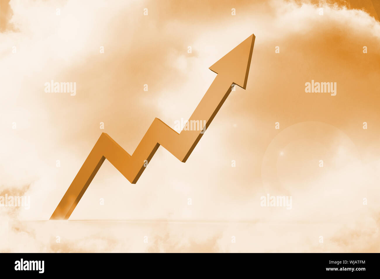 Pfeile in den Himmel in orange Stockfoto