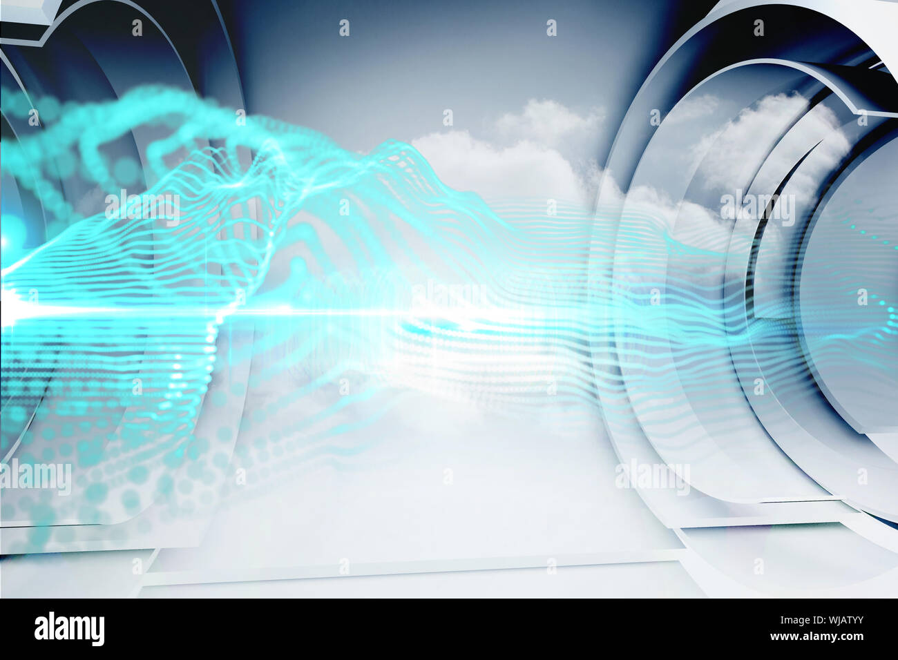 Blaue Energiedesign auf eine futuristische Struktur Stockfoto