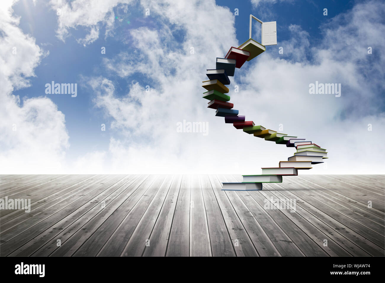 Buch-Treppe, die zu Hause auf sky Stockfoto
