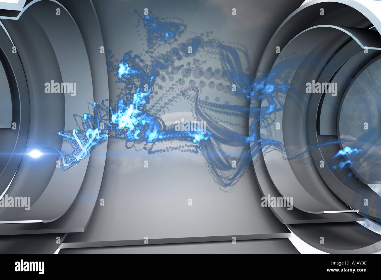Blaue Energie in futuristischen Struktur Stockfoto