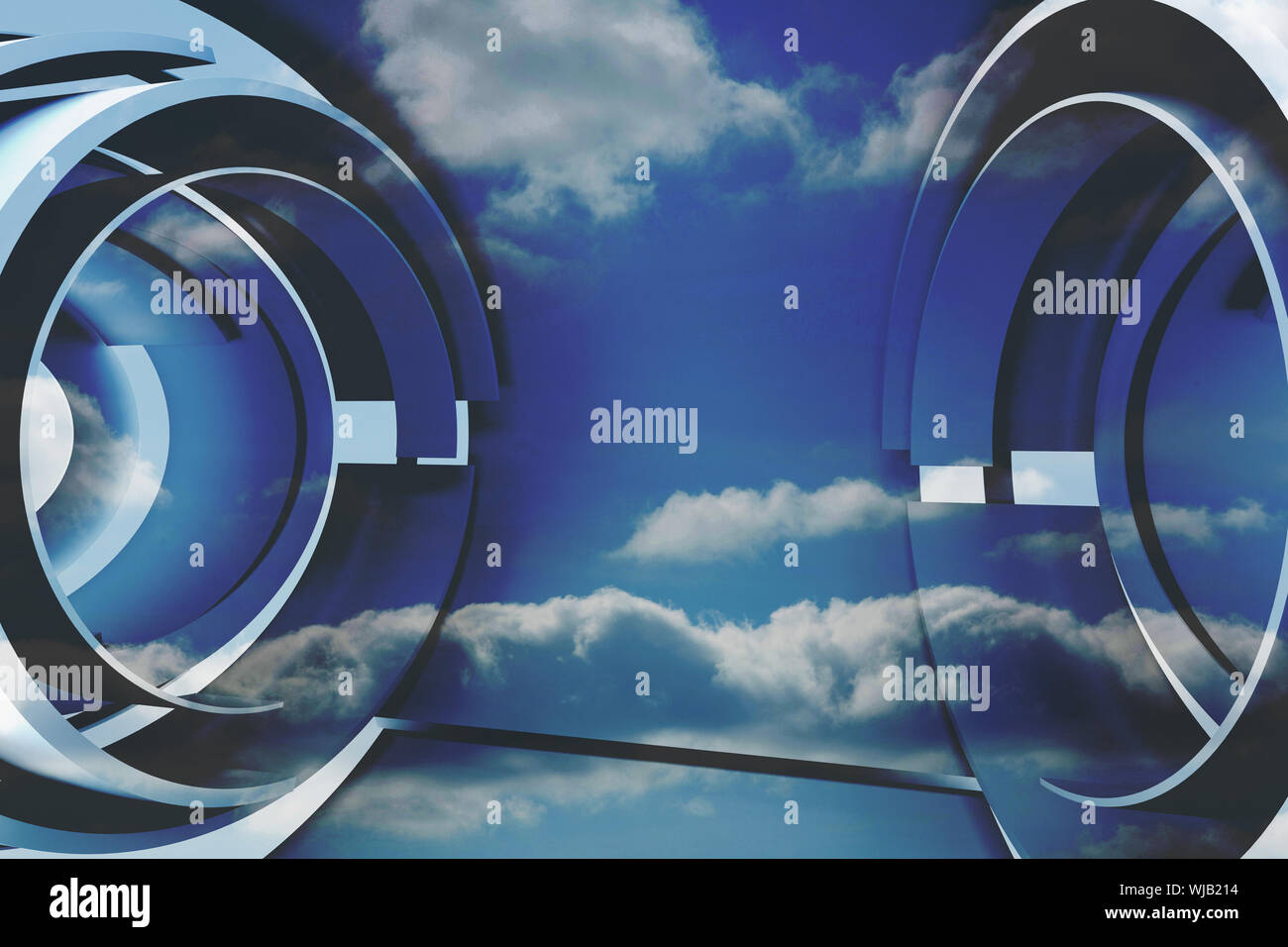 Wolken in einer futuristischen Struktur Stockfoto