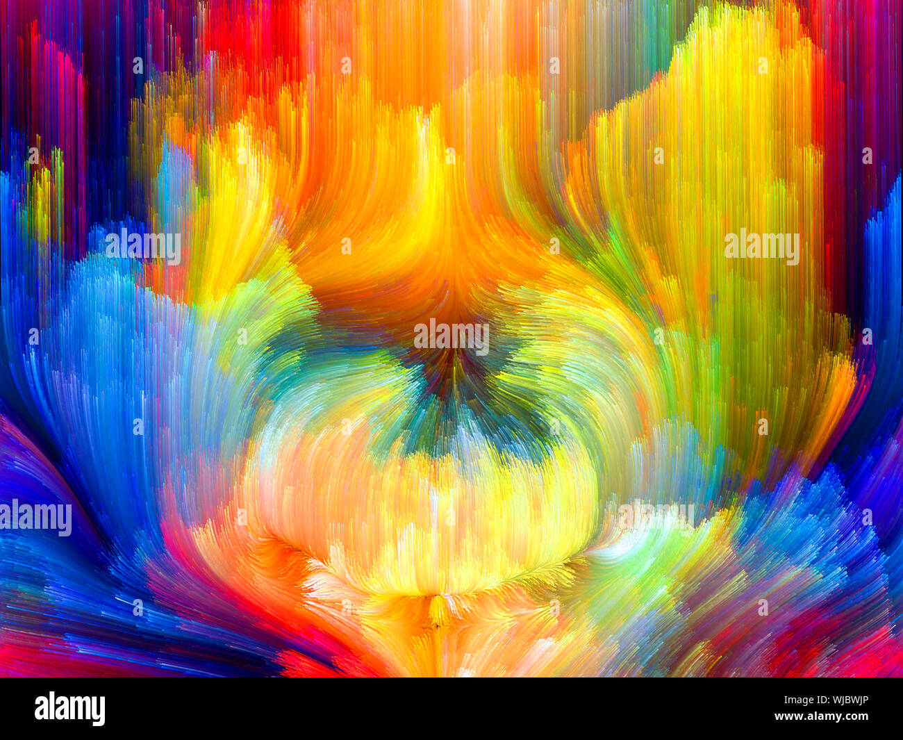 Farben In Bloom Serie. Zusammenspiel von Fraktalen Farbe Texturen zum Thema Phantasie, Kreativität und design Stockfoto
