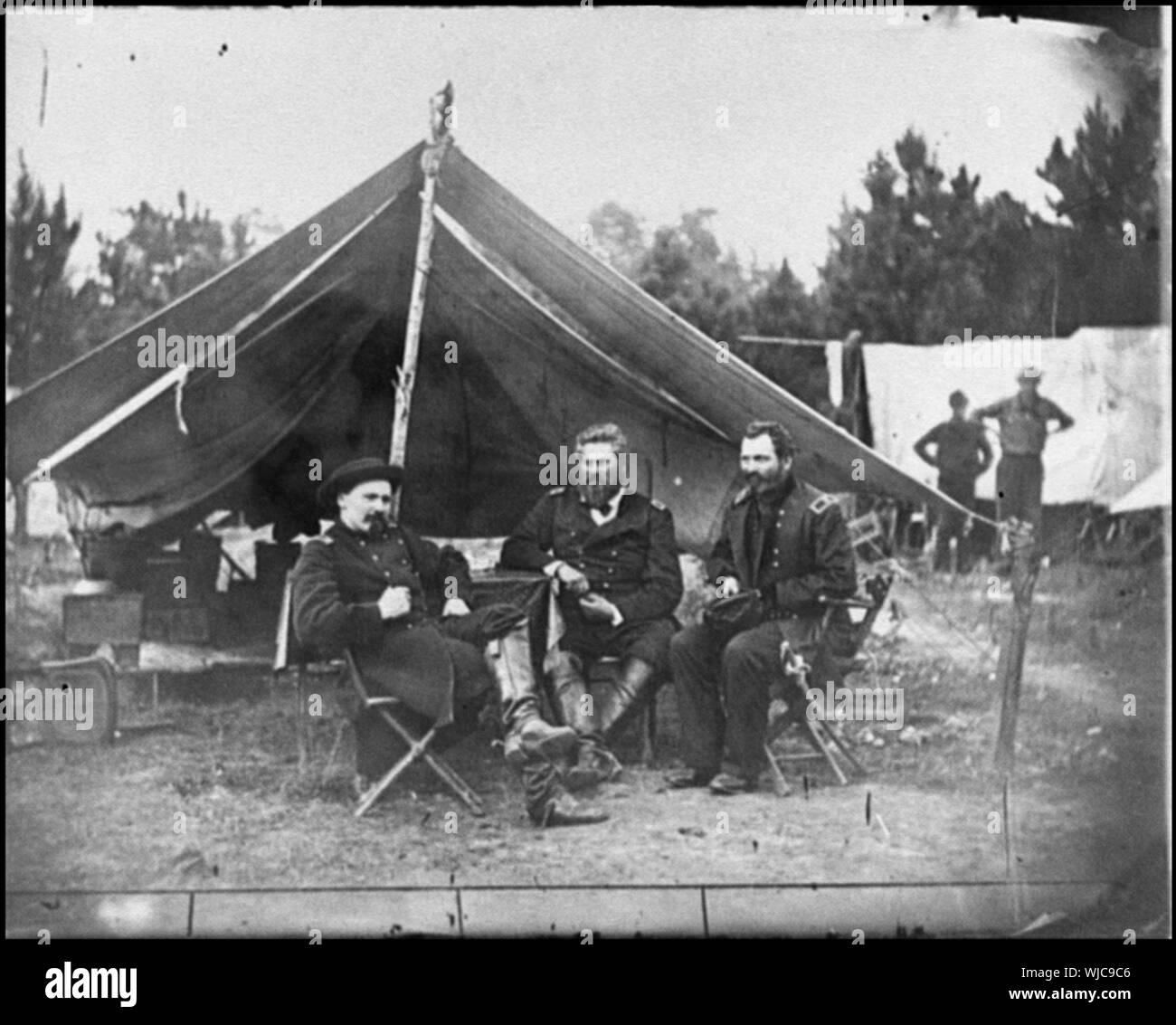 Harrison's Landing, Virginia. Col. Albert V. Colburn, Oberst Delos B. Sacket, und General John Sedgwick Abstract: Ausgewählte Bürgerkrieg Fotografien, 1861-1865 Stockfoto