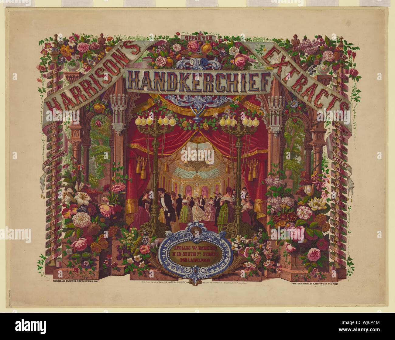 Harrison's Taschentuch Auszüge Apollos W. Harrison Nr. 10 South 7th Street Philadelphia / Alphonse Bigot del. ; Konzipiert und auf Stein von Alphonse Bigot gezeichnet. Stockfoto