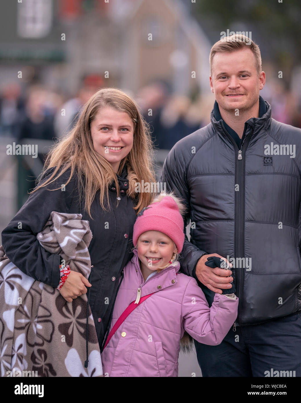 Family Portrait, Menningarnott oder kulturellen Tag, Reykjavik, Island. Stockfoto
