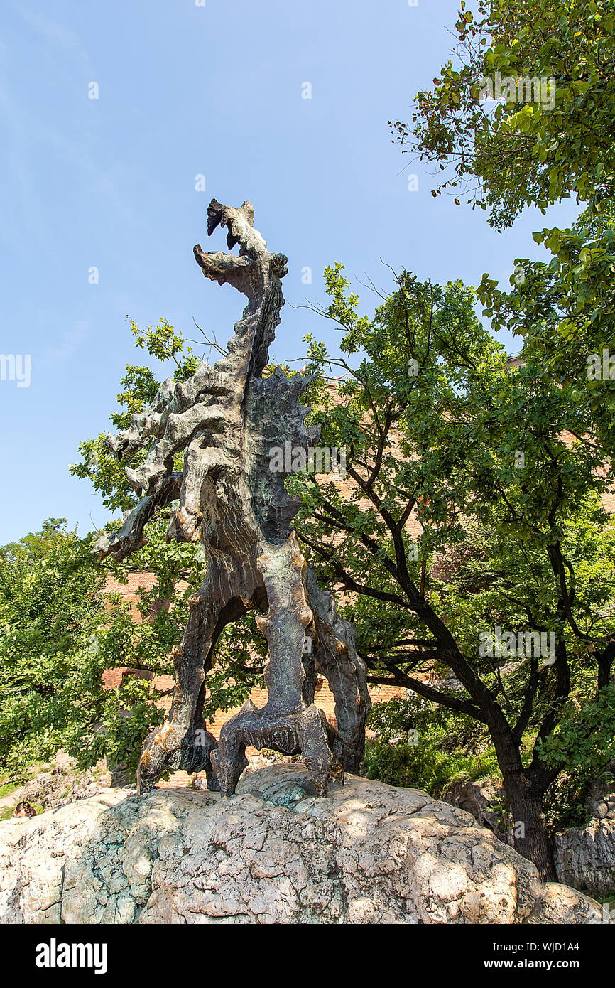 Drachen in der Nähe des Wawel Schloss Wawel in Krakau (Polen) Stockfoto