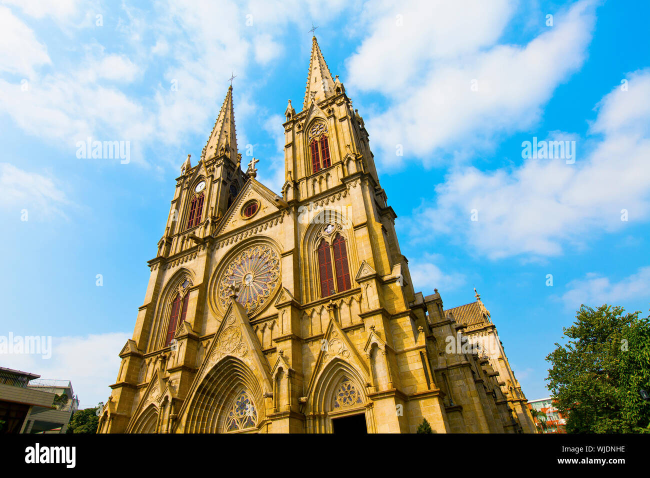 Guangzhou-Kirche am Tag, Shishi Sacred Heart Cathedral. Stockfoto