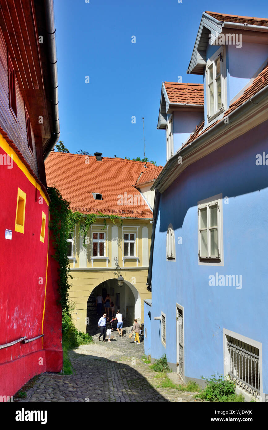 Traditionelle Häuser in Sighisoara, Siebenbürgen. Rumänien Stockfoto