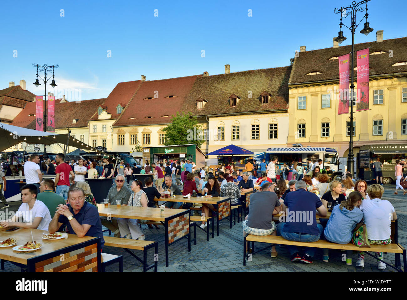 Street Food Festival in Piata Mare. Sibiu, Siebenbürgen. Rumänien Stockfoto
