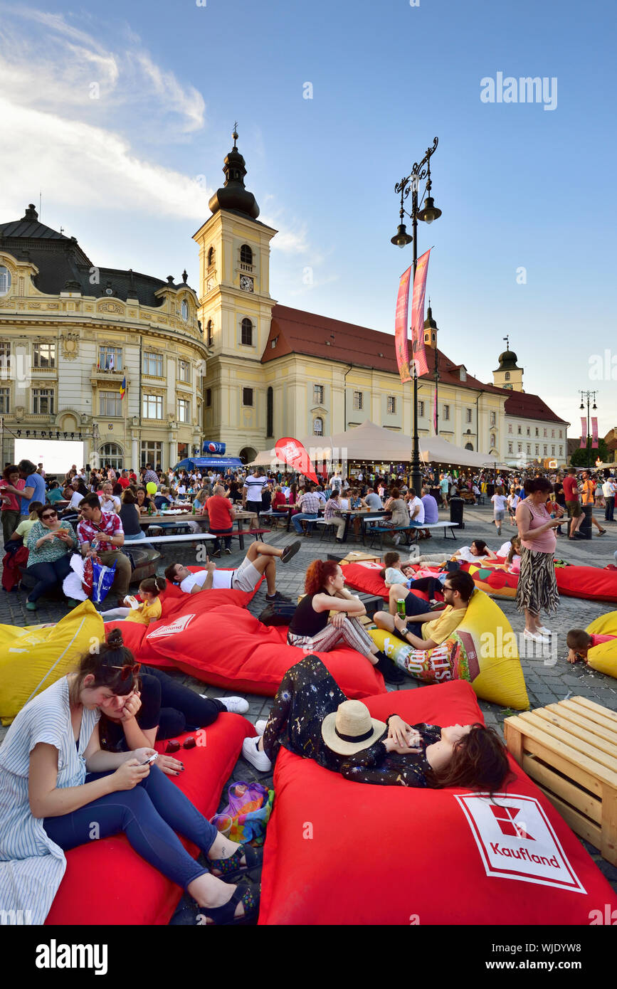 Street Food Festival in Piata Mare. Sibiu, Siebenbürgen. Rumänien Stockfoto